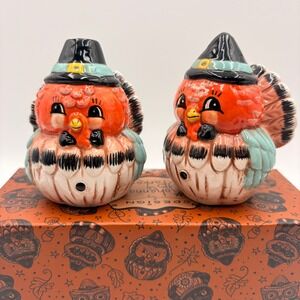 Johanna Parker Thanksgiving Turkey Salt and Pepper Shakers Set Ceramic New Box